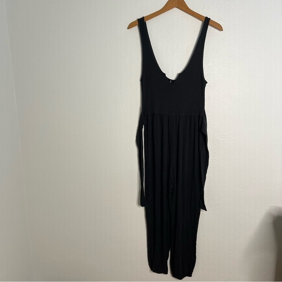 Out From Under for Urban Outfitters Black Waffle Knit Tie Back Jumpsuit Size S - Picture 4 of 13
